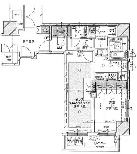 東京都中央区築地２丁目(賃貸マンション1LDK・4階・47.07㎡)の写真 その2