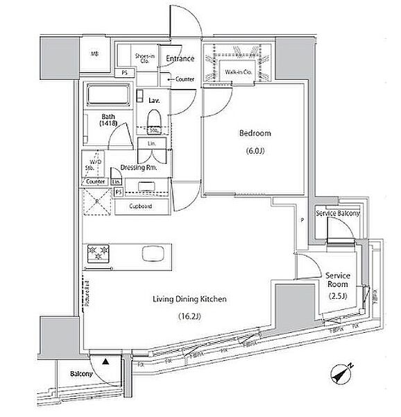 東京都新宿区市谷田町２丁目(賃貸マンション1SLDK・6階・58.94㎡)の写真 その2