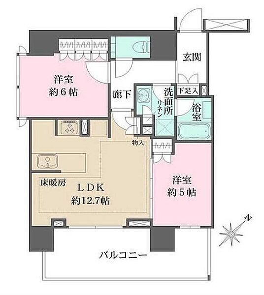 東京都品川区東五反田１丁目(賃貸マンション2LDK・4階・58.07㎡)の写真 その2