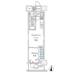 都営浅草線 押上駅 徒歩15分の賃貸アパート 6階1LDKの間取り