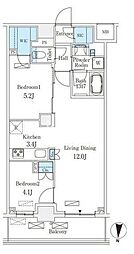 都営浅草線 押上駅 徒歩15分の賃貸アパート 6階2LDKの間取り