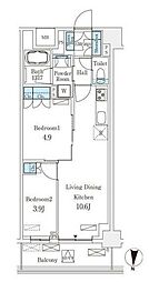 都営浅草線 押上駅 徒歩15分の賃貸アパート 6階2LDKの間取り