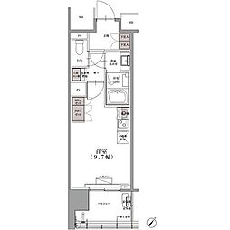 都営大江戸線 門前仲町駅 徒歩4分の賃貸マンション 9階ワンルームの間取り