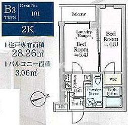 東京臨海高速鉄道りんかい線 大崎駅 徒歩10分の賃貸マンション 1階2Kの間取り