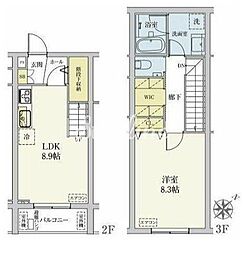 東急池上線 旗の台駅 徒歩5分の賃貸マンション 2階1LDKの間取り