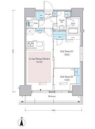 都営浅草線 蔵前駅 徒歩3分の賃貸マンション 13階2LDKの間取り