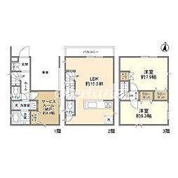 京急本線 雑色駅 徒歩15分の賃貸タウンハウス 1階2SLDKの間取り