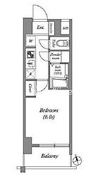 京急本線 大森海岸駅 徒歩3分の賃貸マンション 12階1Kの間取り