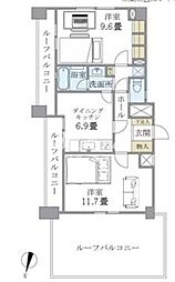 京急本線 新馬場駅 徒歩2分の賃貸マンション 9階2DKの間取り