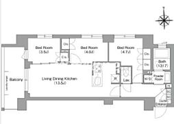 京急本線 大森町駅 徒歩10分の賃貸マンション 1階3LDKの間取り