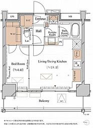 東京メトロ東西線 木場駅 徒歩7分の賃貸マンション 7階1LDKの間取り