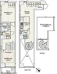 東京メトロ日比谷線 八丁堀駅 徒歩4分の賃貸マンション 10階2DKの間取り