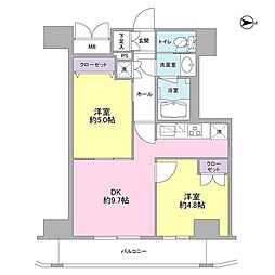 JR京浜東北・根岸線 蒲田駅 徒歩6分の賃貸マンション 13階2DKの間取り