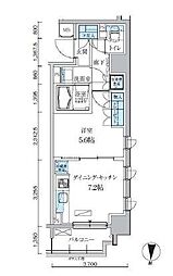 都営大江戸線 両国駅 徒歩10分の賃貸マンション 4階1DKの間取り