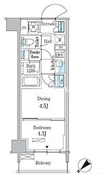 京急本線 立会川駅 徒歩5分の賃貸マンション 6階1DKの間取り