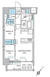 JR京浜東北・根岸線 大森駅 徒歩11分の賃貸マンション 9階2LDKの間取り