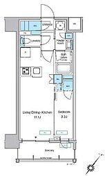 JR京浜東北・根岸線 大森駅 徒歩11分の賃貸マンション 10階1LDKの間取り