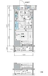 都営三田線 三田駅 徒歩4分の賃貸マンション 12階1Kの間取り