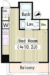 都営大江戸線 若松河田駅 徒歩1分の賃貸マンション 6階ワンルームの間取り