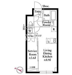 JR埼京線 西大井駅 徒歩2分の賃貸マンション 2階1LDKの間取り