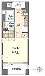 都営大江戸線 若松河田駅 徒歩3分の賃貸マンション 4階1Kの間取り