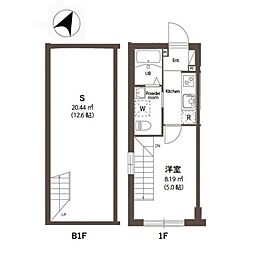 東急目黒線 不動前駅 徒歩7分の賃貸マンション 1階1SKの間取り