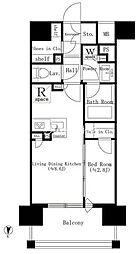 都営大江戸線 両国駅 徒歩5分の賃貸マンション 6階1LDKの間取り