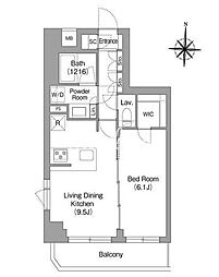 都営新宿線 東大島駅 徒歩6分の賃貸マンション 6階1LDKの間取り