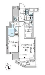 東京メトロ銀座線 表参道駅 徒歩13分の賃貸マンション 4階1LDKの間取り