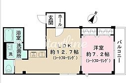 東京メトロ日比谷線 六本木駅 徒歩8分の賃貸マンション 2階1LDKの間取り