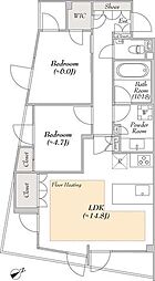 JR山手線 恵比寿駅 徒歩7分の賃貸マンション 3階2LDKの間取り