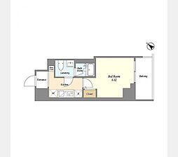 東急池上線 戸越銀座駅 徒歩7分の賃貸マンション 8階1Kの間取り