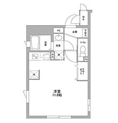 東急目黒線 不動前駅 徒歩7分の賃貸マンション 1階ワンルームの間取り