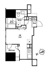 東急池上線 大崎広小路駅 徒歩7分の賃貸マンション 8階ワンルームの間取り