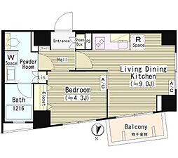東急目黒線 不動前駅 徒歩7分の賃貸マンション 2階1LDKの間取り