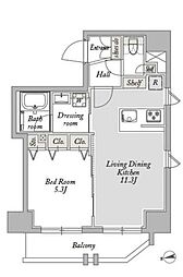 都営大江戸線 新御徒町駅 徒歩5分の賃貸マンション 14階1LDKの間取り
