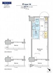 東京メトロ有楽町線 月島駅 徒歩4分の賃貸マンション 7階1Kの間取り