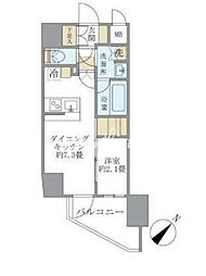 京成本線 京成町屋駅 徒歩4分の賃貸マンション 6階1DKの間取り