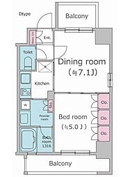 JR山手線 渋谷駅 徒歩5分の賃貸マンション 5階1DKの間取り