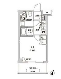 JR山手線 目黒駅 徒歩10分の賃貸マンション 3階1Kの間取り