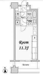 東京メトロ日比谷線 六本木駅 徒歩9分の賃貸マンション 8階ワンルームの間取り
