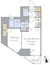 都営大江戸線 新御徒町駅 徒歩4分の賃貸マンション 2階1LDKの間取り
