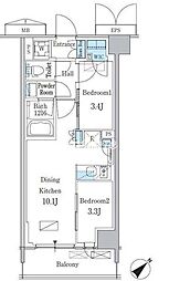 京急本線 立会川駅 徒歩5分の賃貸マンション 3階2LDKの間取り