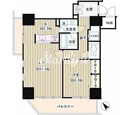 都営三田線 目黒駅 徒歩9分の賃貸マンション 2階1LDKの間取り