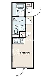 都営新宿線 曙橋駅 徒歩4分の賃貸マンション 2階ワンルームの間取り