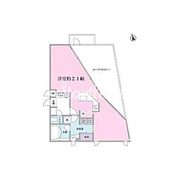 JR山手線 恵比寿駅 徒歩8分の賃貸マンション 5階ワンルームの間取り