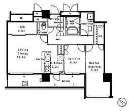 JR山手線 目黒駅 徒歩7分の賃貸マンション 2階2LDKの間取り