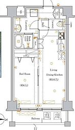 JR総武線 亀戸駅 徒歩9分の賃貸マンション 6階1LDKの間取り
