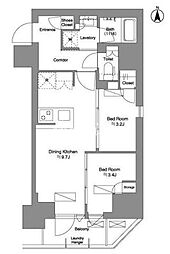都営大江戸線 新御徒町駅 徒歩3分の賃貸マンション 12階2DKの間取り