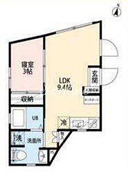 東急目黒線 武蔵小山駅 徒歩7分の賃貸マンション 3階1LDKの間取り